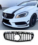 Mercedes Benz A-Class A180 A200 A45 AMG W176 (12-15) Black GT-R Panamericana Style Front Bumper Grill Grille Replacement - ELITE GARAGE