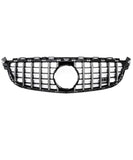 Mercedes Benz C-Class C63s AMG W205 C205 S205 A205 (2015-2018) Gloss Chrome Silver  GT-R Panamericana Style Front Bumper Grill Grille Replacement