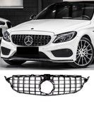 Mercedes Benz C-Class C200 C220 C250 C300 C350 C43 AMG (2015-2018) Gloss Black GT-R Panamericana Style Front Bumper Grill Grille Replacement