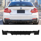 BMW 2 Series F22 Coupe F23 Convertible M Sport (Gloss Black) Performance Rear Bumper Diffuser Lip (Quad Twin Exhaust)
