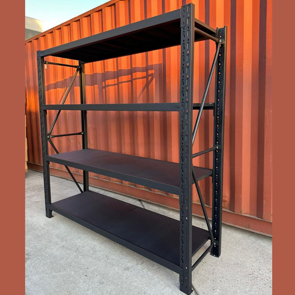 2000 (H) x 2000 (L) x 600 (D) Black Garage Shelving Heavy Duty - ELITE GARAGE