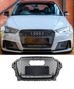 Audi Pre-Facelift A3 S3 8V (2013-2016) Gloss Black RS3 Style Front Bumper Grill Grille Replacement