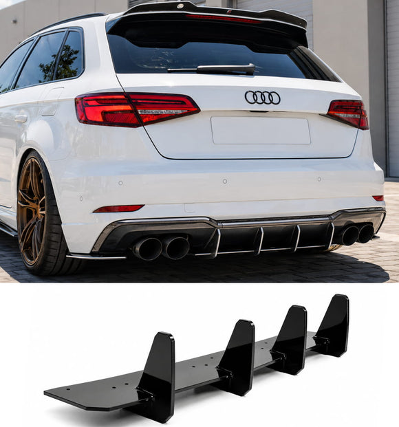 Rear Blade Diffuser FOR Audi S3 8V Hatchback 2017-2020 Gloss Black ...