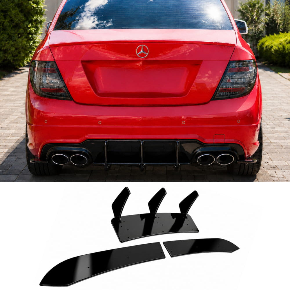 Rear Diffuser FOR Mercedes-Benz W204 C-Class 2007-2013 Gloss Black ...