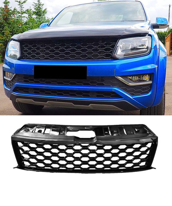 Front Mesh Grille Gloss Black Fits Volkswagen Amarok V6 (2011-2021) - ELITE GARAGE