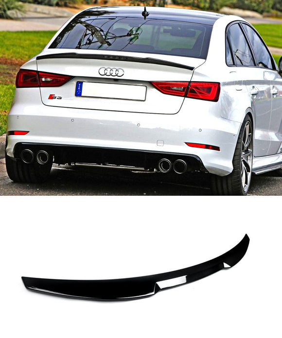 Gloss Black Rear High Kick Ducktail Spoiler For Audi A3 S3 RS3 8V Saloon (2013-2020)
