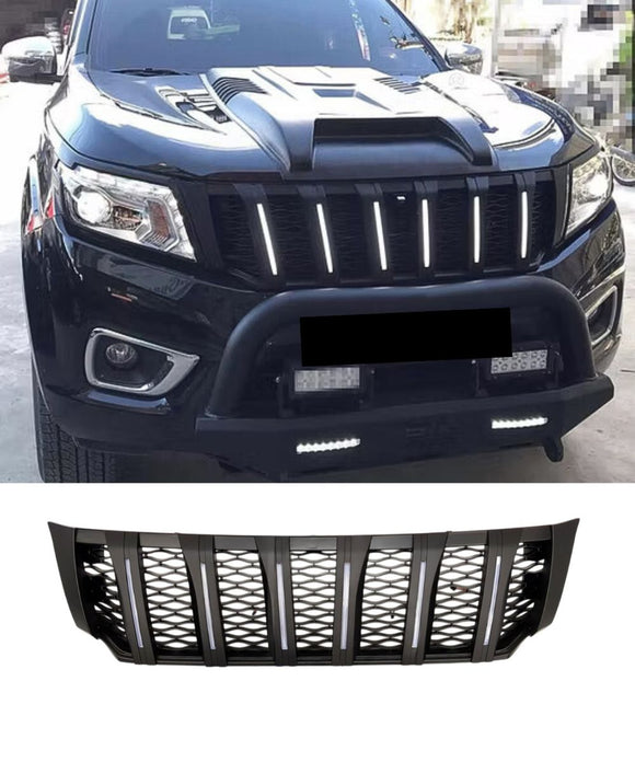 Front Grille with LED for Nissan Navara NP300 2015-2019 DRL Black Grill