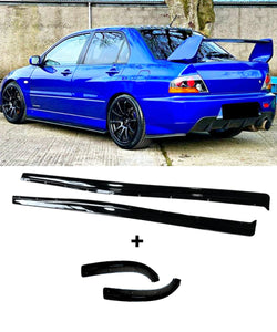 (GLOSS BLACK) Mitsubishi Lancer Evolution 7/8/9 - Side Skirts & Rear Pods (DAMD Style) - ELITE GARAGE