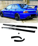 (GLOSS BLACK) Mitsubishi Lancer Evolution 7/8/9 - Side Skirts & Rear Pods (DAMD Style) - ELITE GARAGE