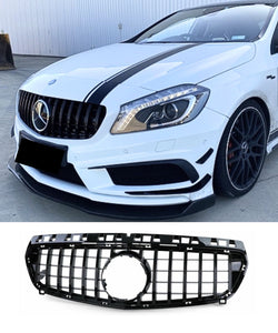 Mercedes Benz A-Class A180 A200 A45 AMG W176 (12-15) Black GT-R Panamericana Style Front Bumper Grill Grille Replacement