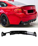 BMW 4 Series F32 F33 F36 M Sport - M Performance Rear Bumper Diffuser Lip (Dual Left Exhausts)