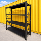 2000 (H) x 2000 (L) x 600 (D) Black Garage Shelving Heavy Duty - ELITE GARAGE