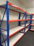 2000 (H) x 2000 (L) x 600 (D) Blue/Orange/White Garage Shelving Heavy Duty - ELITE GARAGE