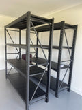 2000 (H) x 2000 (L) x 600 (D) Black Garage Shelving Heavy Duty - ELITE GARAGE