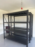 2000 (H) x 2000 (L) x 600 (D) Black Garage Shelving Heavy Duty - ELITE GARAGE