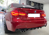 BMW 3 Series F30 M Sport - Rear Bumper Diffuser Lip (Dual Twin Left Exhaust) - ELITE GARAGE